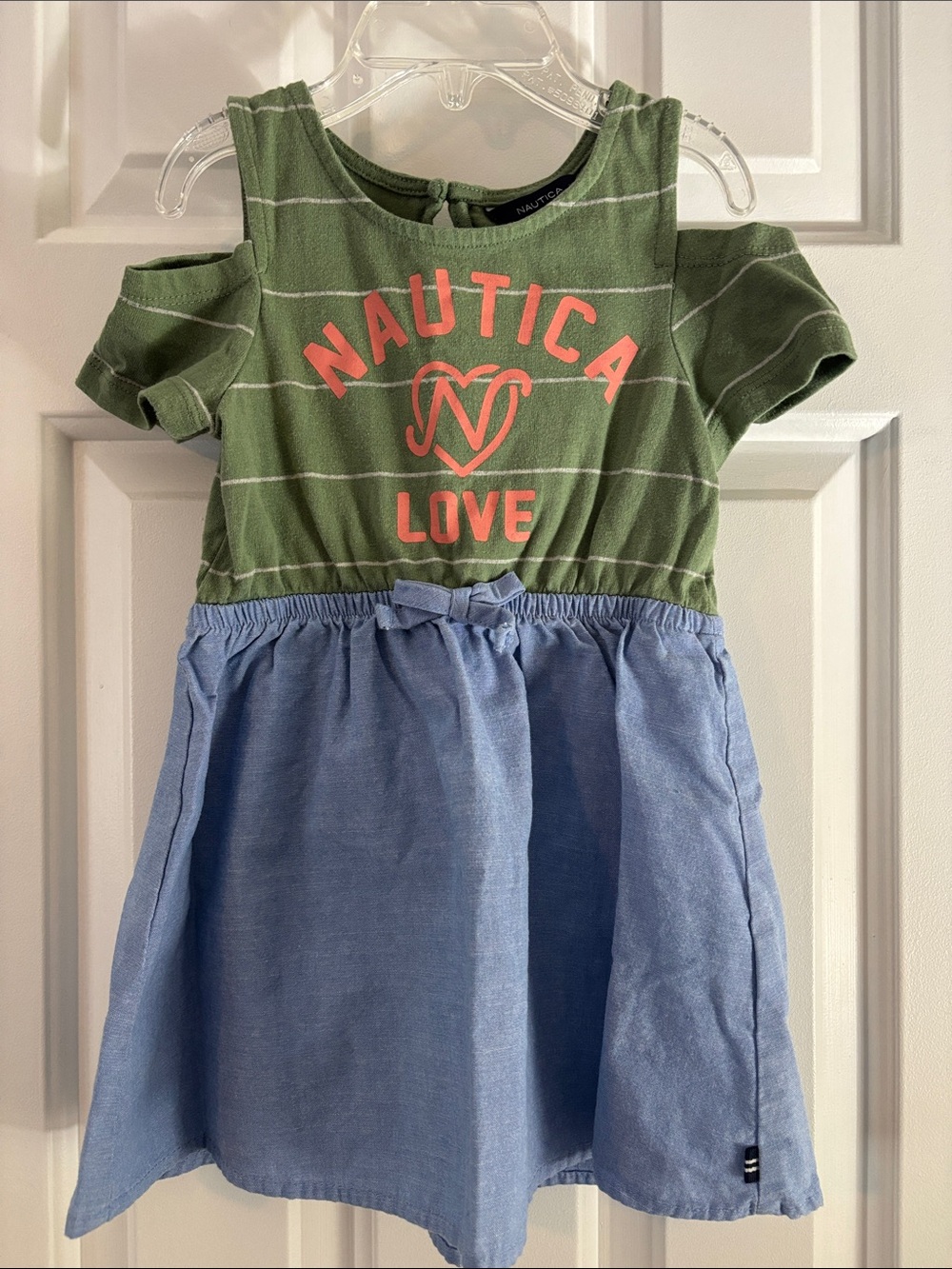 Nautica Olive Green Top with Light Blue Skirt Girls' Casual Dress